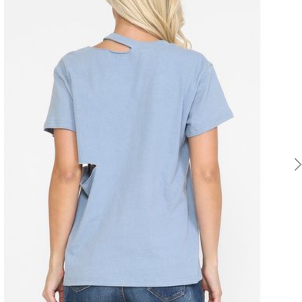 Light blue tee with cut out detail!  New!! - Picture 3 of 3